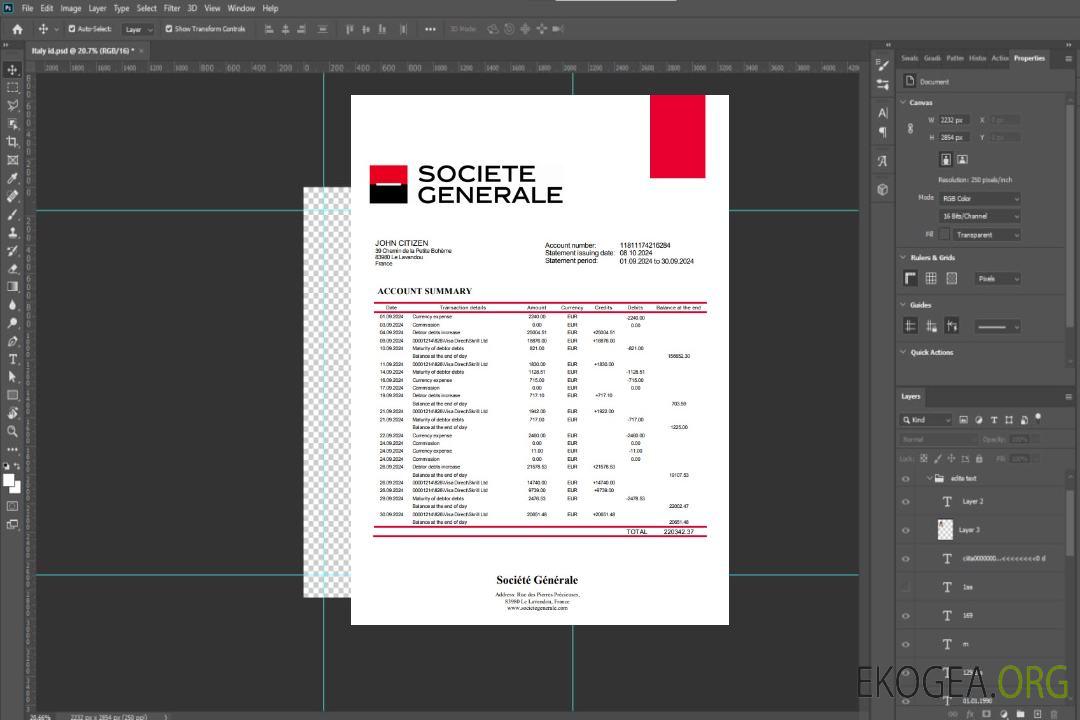 Modèle de relevé bancaire France Société Générale, format Word et PDF template Modèle de relevé bancaire France Société Générale, format Word et PDF template